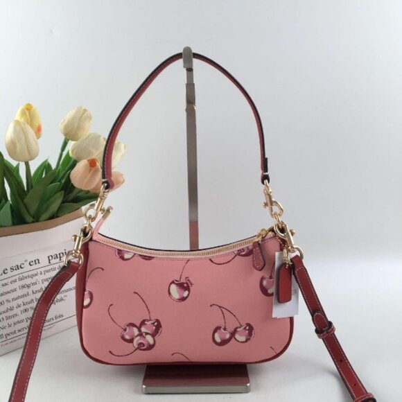 Coach Brown and Pink Floral Wristlet - Picture 4 of 8
